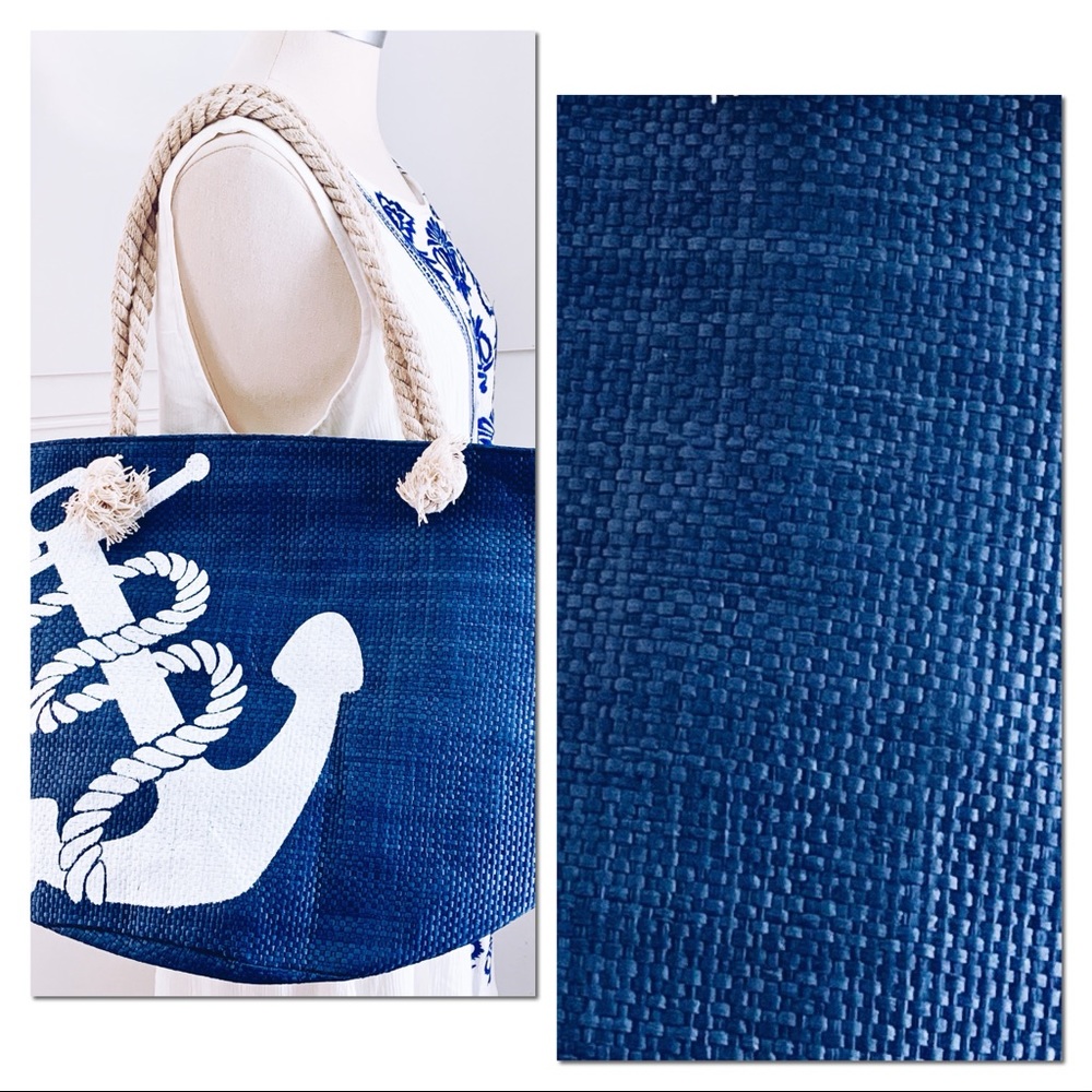 Navy Blue & White Anchor Tote Perfect Summer Tote